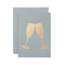 Card with gold champagne glasses on a light grey background