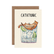 Card with illustration of a cat in a drink that reads "CATATONIC".