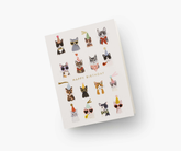 Birthday card with gallery of cat drawings, and the text "Happy Birthday" against a white background.