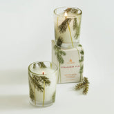 Thymes Frasier Fir votive and packaging on a white background