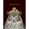 Painting of an own with a crown of mushrooms on a black background. The text above reads "You're a hoot!"