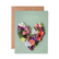 Green greeting card with a floral heart design and the quote "I know you by heart. You are inside my heart. - Frances Hodgson Burnett".