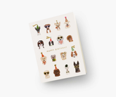 Birthday card with a gallery of dog drawings and the text "Happy Birthday" against a white background.