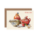 Illustrated card with Peking Duck theme featuring ducks, a teapot, and a bowl on a white background.