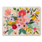 Corkboard placemat with floral pattern against white background.