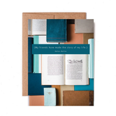 Greeting card with an image of overlapping books with the quote "My friends have made the story of my life. - Helen Keller".