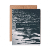 Greeting card with an image of a lake and the wuote "Life is not measured by its length but by its depth. - Ralph Waldo Emerson".