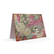 Card with baroque style painted flowers with a chickadee in front. 