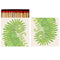 An open matchbook with illustrations of green ferns and matches with red heads poking out of the top. 