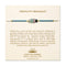 A cream, Cast of Stones branded backing card holds a crystal-beaded bracelet labelled "Fertility Bracelet". There is an informational paragraph below the bracelet detailing the properties of each crystal and its benefits.
