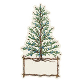 A paper table setting of an illustrative cedar tree.