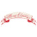 A white banner table setting with the words "Merry Christmas" in red cursive.