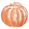 Die-cut placemat of an orange pumpkin in a sketch-style illustration.