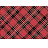 Rectangular placemat with a red and black plaid design.