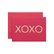 Red card with 'XOXO' printed on it against a white background