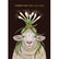 A black card with a painting of a sheep with green onions on its head as a crown. Gold text above it reads "There's no one like ewe".
