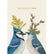 A painting of two blue birds facing each other, each with flowers on their head. Gold text above them reads "The perfect pair".