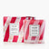 Red and white striped candle with a matching box against a white background.